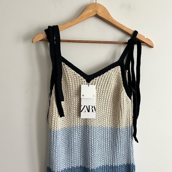 NWT Zara Knit Striped Strap Colorblock Midi Ombre Dress - Picture 7 of 10
